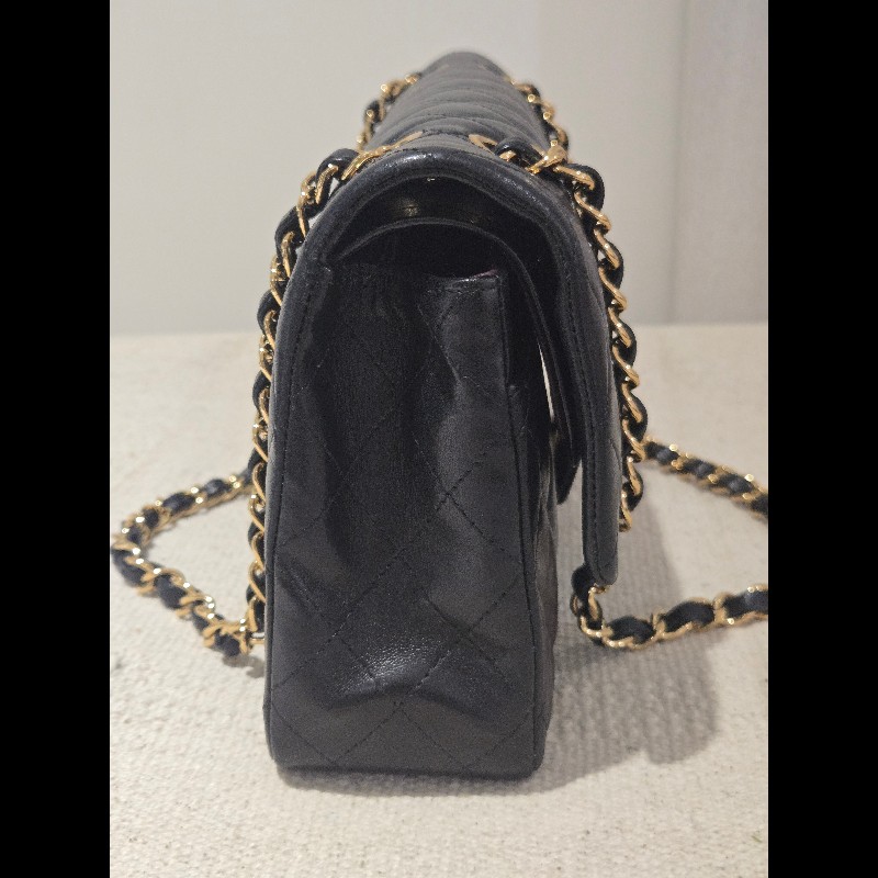 Chanel 香奈兒 經典黑金羊皮雙蓋包  肩背包 斜背包 cf25 coco 25-10