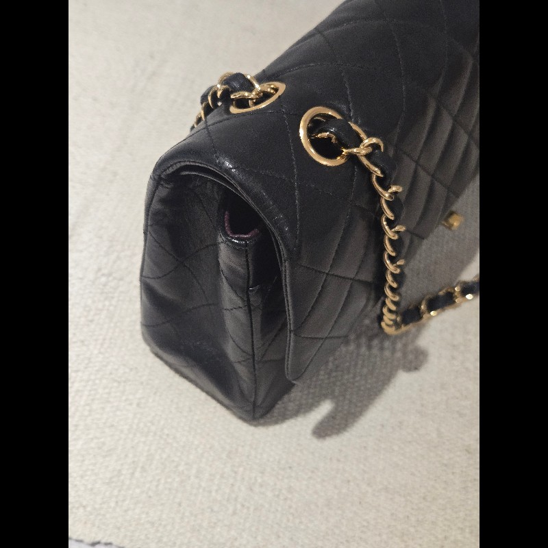 Chanel 香奈兒 經典黑金羊皮雙蓋包  肩背包 斜背包 cf25 coco 25-11