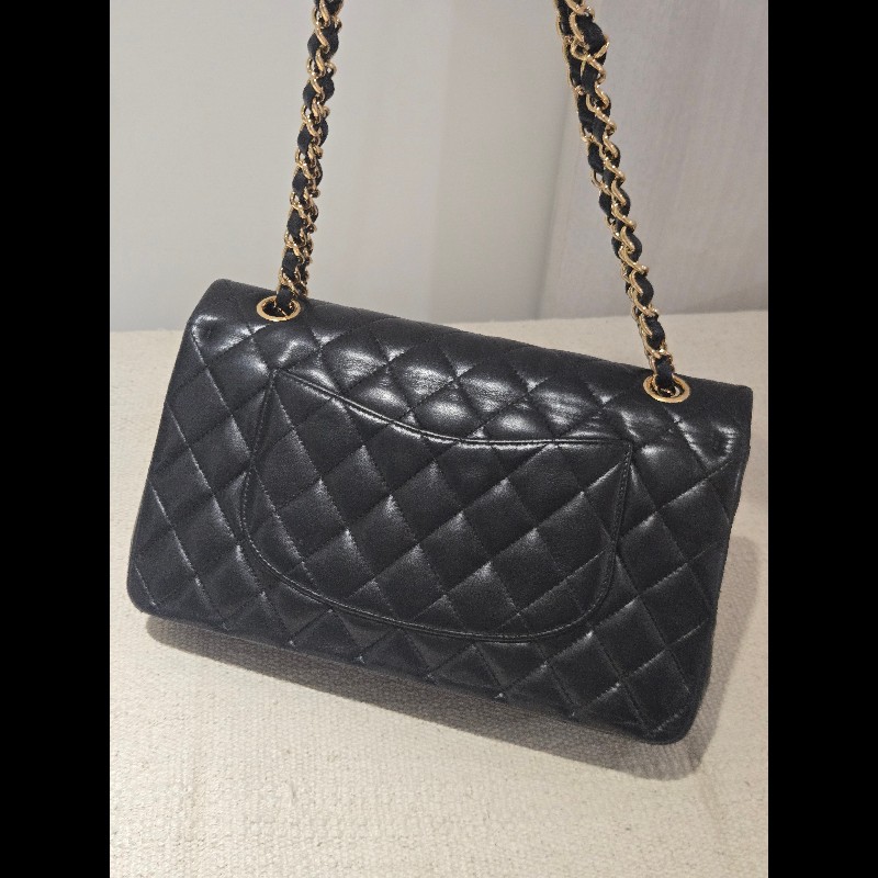 Chanel 香奈兒 經典黑金羊皮雙蓋包  肩背包 斜背包 cf25 coco 25-13