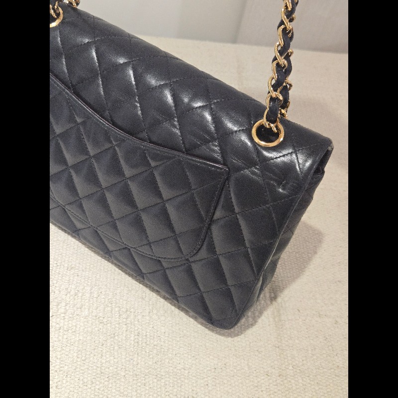 Chanel 香奈兒 經典黑金羊皮雙蓋包  肩背包 斜背包 cf25 coco 25-14