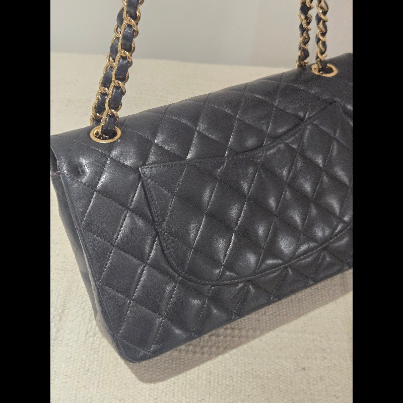 Chanel 香奈兒 經典黑金羊皮雙蓋包  肩背包 斜背包 cf25 coco 25-15