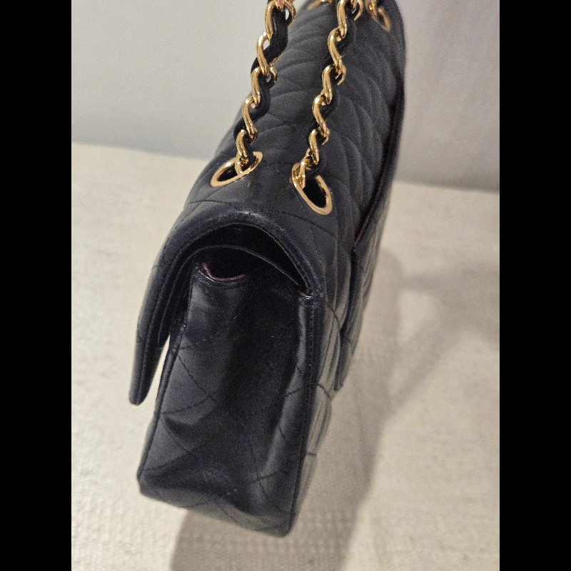 Chanel 香奈兒 經典黑金羊皮雙蓋包  肩背包 斜背包 cf25 coco 25-16