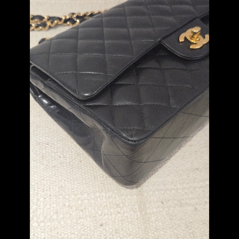 Chanel 香奈兒 經典黑金羊皮雙蓋包  肩背包 斜背包 cf25 coco 25-18