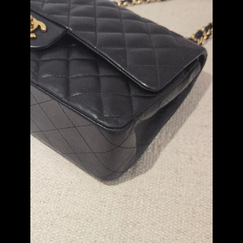 Chanel 香奈兒 經典黑金羊皮雙蓋包  肩背包 斜背包 cf25 coco 25-19