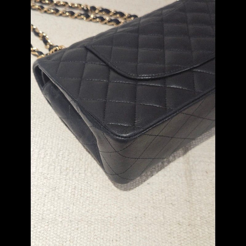 Chanel 香奈兒 經典黑金羊皮雙蓋包  肩背包 斜背包 cf25 coco 25-20