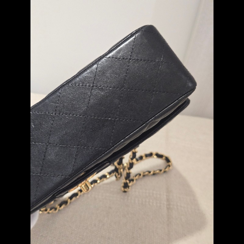 Chanel 香奈兒 經典黑金羊皮雙蓋包  肩背包 斜背包 cf25 coco 25-22