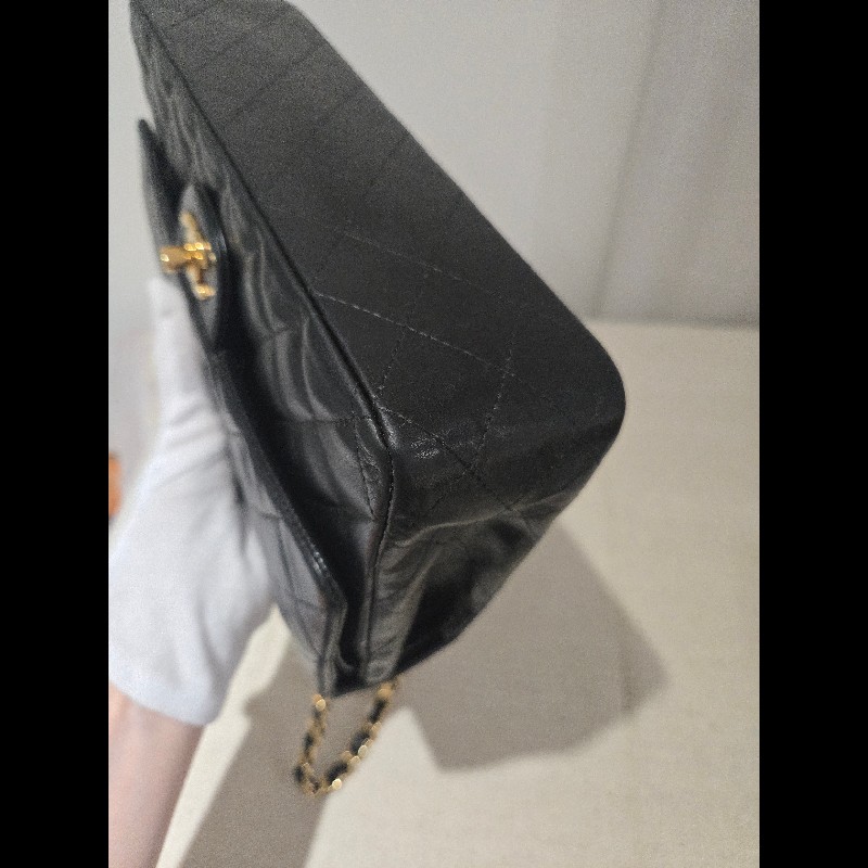 Chanel 香奈兒 經典黑金羊皮雙蓋包  肩背包 斜背包 cf25 coco 25-24