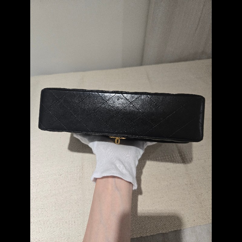 Chanel 香奈兒 經典黑金羊皮雙蓋包  肩背包 斜背包 cf25 coco 25-28