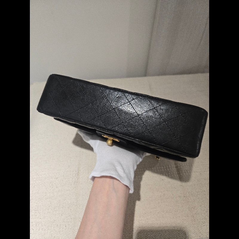 Chanel 香奈兒 經典黑金羊皮雙蓋包  肩背包 斜背包 cf25 coco 25-29