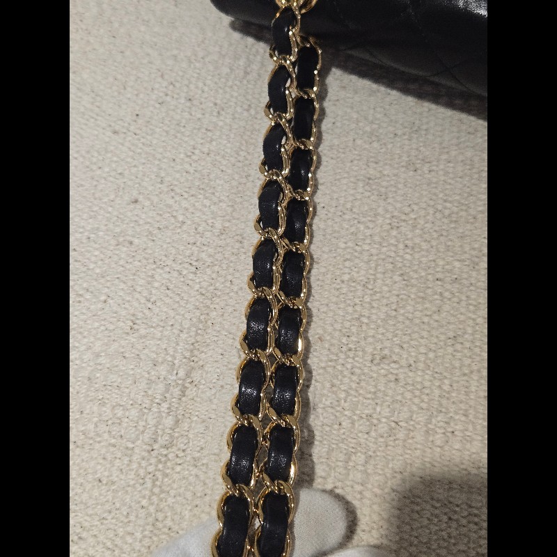 Chanel 香奈兒 經典黑金羊皮雙蓋包  肩背包 斜背包 cf25 coco 25-31