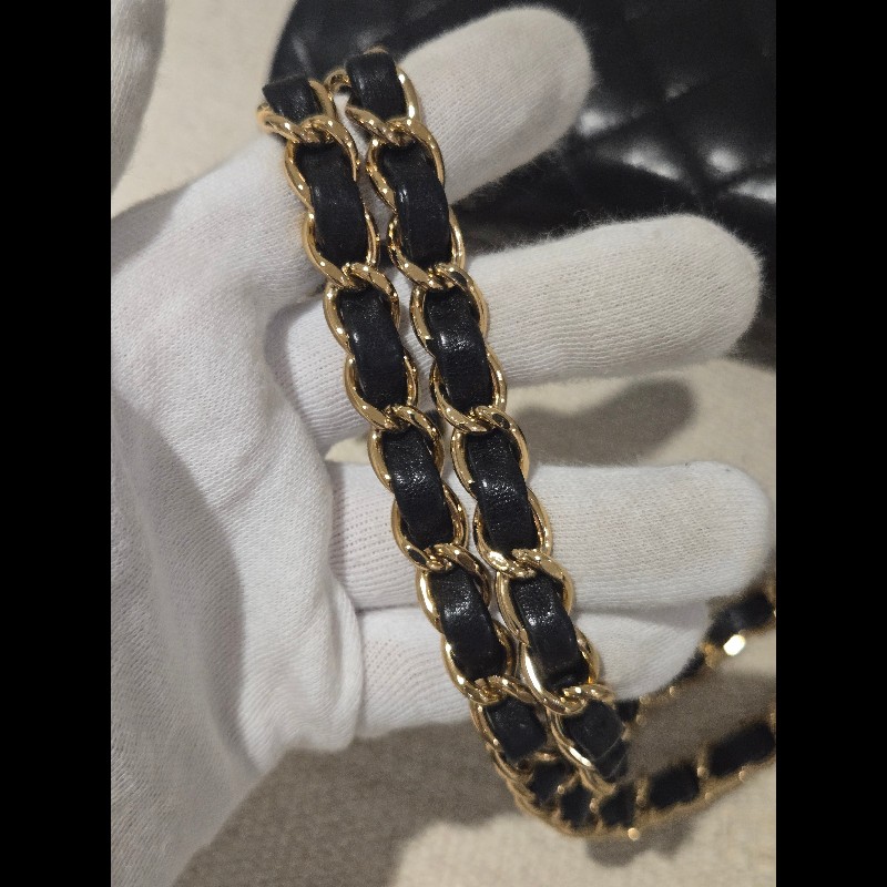 Chanel 香奈兒 經典黑金羊皮雙蓋包  肩背包 斜背包 cf25 coco 25-32