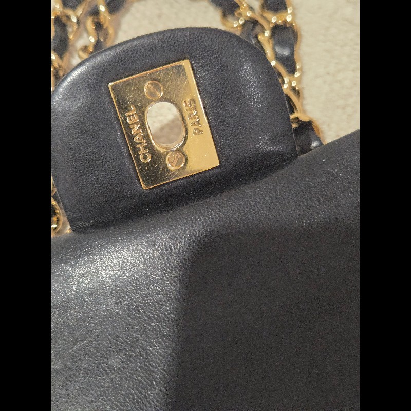 Chanel 香奈兒 經典黑金羊皮雙蓋包  肩背包 斜背包 cf25 coco 25-37