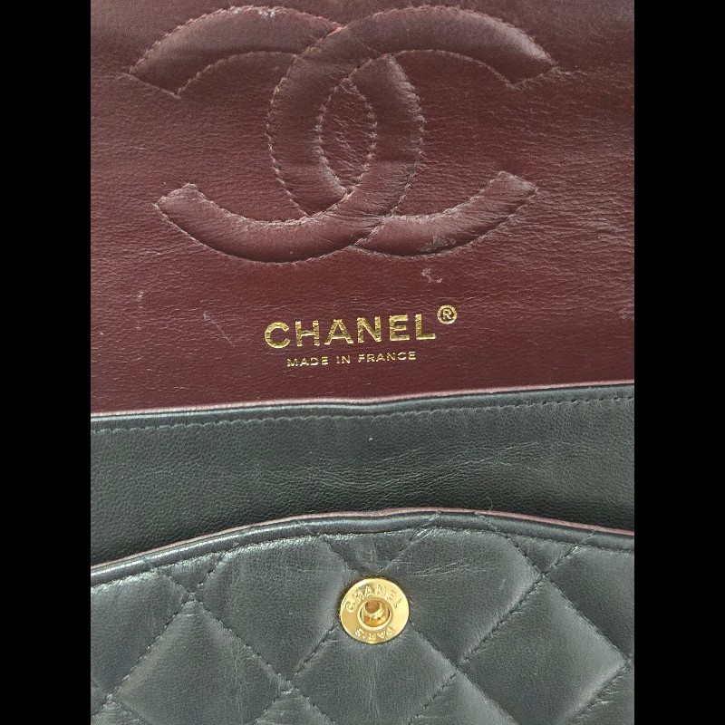 Chanel 香奈兒 經典黑金羊皮雙蓋包  肩背包 斜背包 cf25 coco 25-44