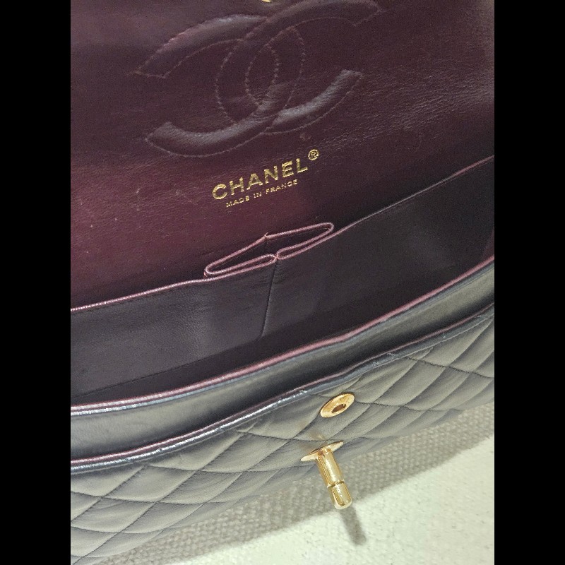 Chanel 香奈兒 經典黑金羊皮雙蓋包  肩背包 斜背包 cf25 coco 25-47