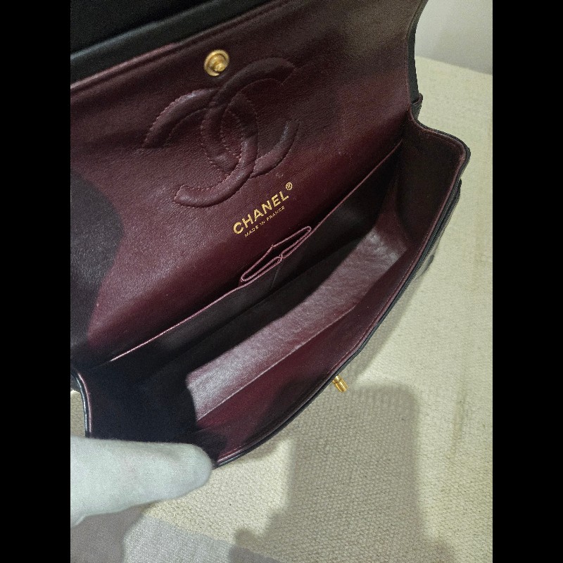 Chanel 香奈兒 經典黑金羊皮雙蓋包  肩背包 斜背包 cf25 coco 25-48