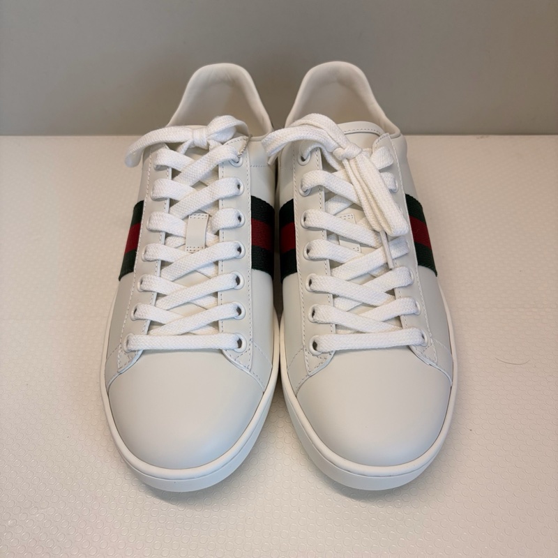 古馳/Gucci Ace系列小白鞋 紅綠條紋+鰐魚皮尾標-0