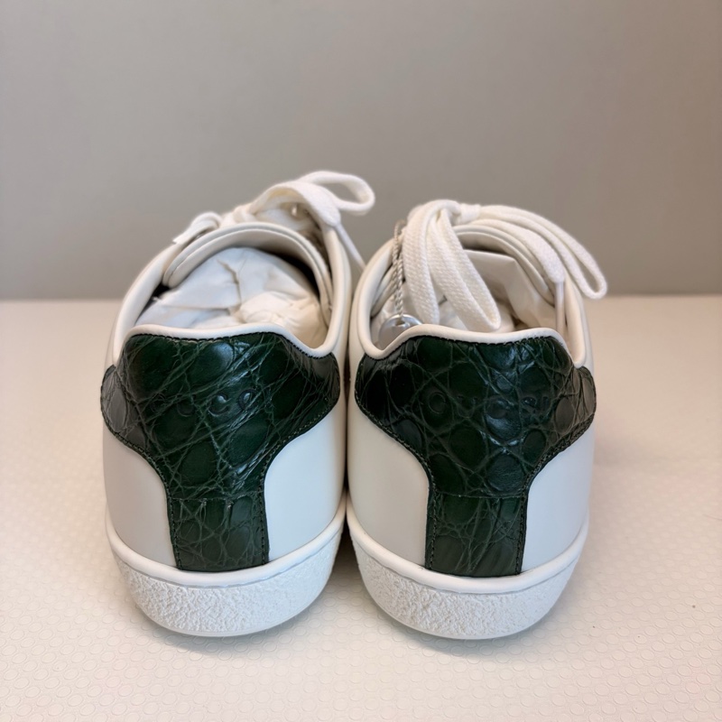 古馳/Gucci Ace系列小白鞋 紅綠條紋+鰐魚皮尾標-1