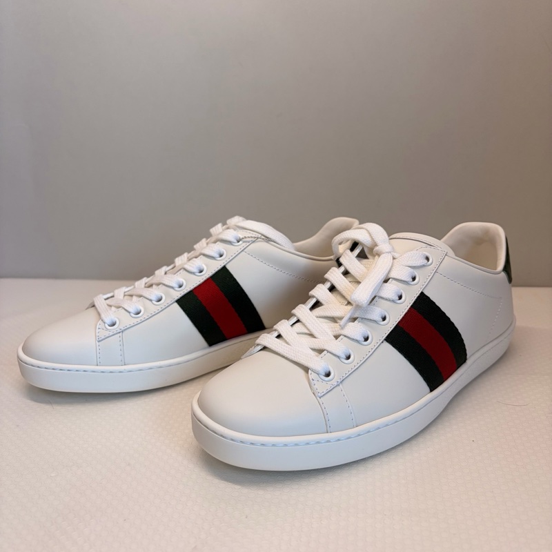 古馳/Gucci Ace系列小白鞋 紅綠條紋+鰐魚皮尾標-3