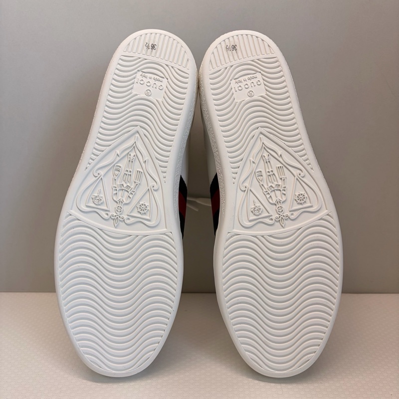 古馳/Gucci Ace系列小白鞋 紅綠條紋+鰐魚皮尾標-5