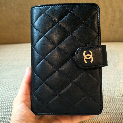 CHANEL香奈兒 黑色菱格紋錢包 22開 🈚附件：單品