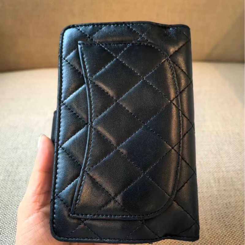 CHANEL香奈兒 黑色菱格紋錢包 22開 🈚附件：單品-1