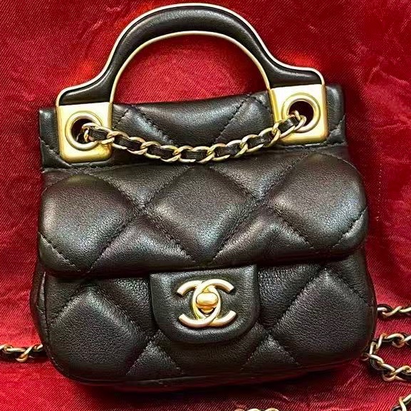 CHANEL 香奈兒 斜挎包 Lady Handle 衣架包 小羊皮 10*11 黑色 🈚附件-5