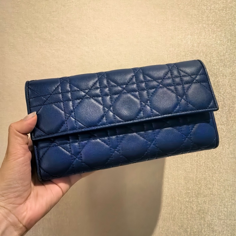 Dior迪奧 藍色長款錢包-0