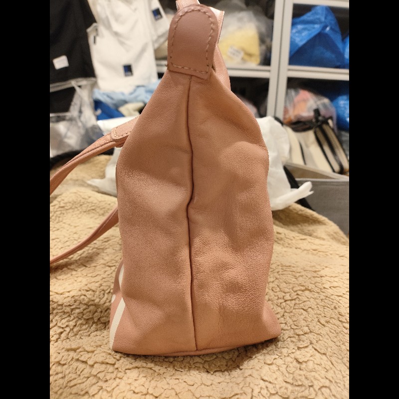 Longchamp x Mr. Bags 聯名粉色皮革手提斜背包 法國製-3