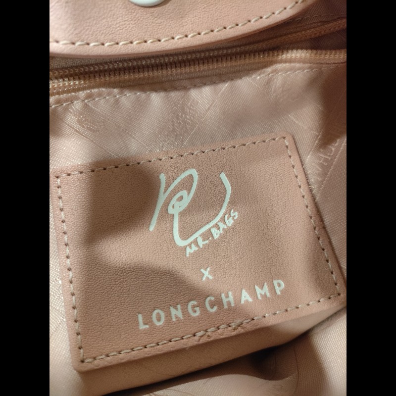 Longchamp x Mr. Bags 聯名粉色皮革手提斜背包 法國製-6