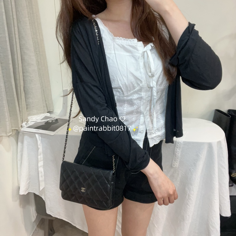 ෆ Chanel woc黑銀荔枝牛皮-1