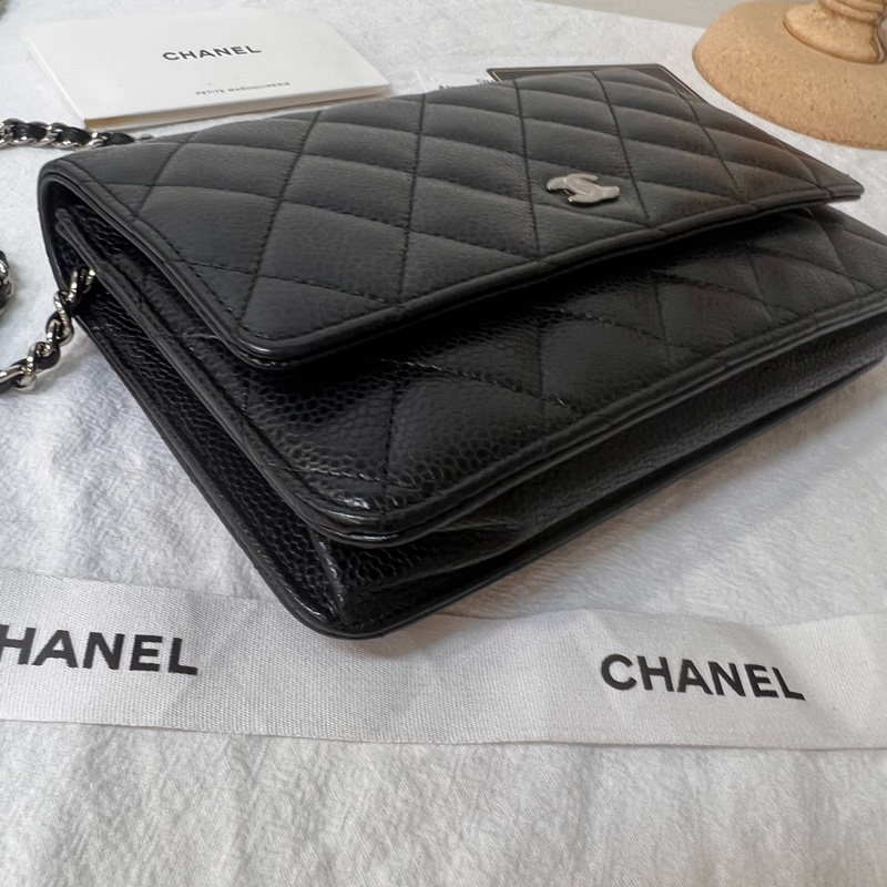 ෆ Chanel woc黑銀荔枝牛皮-3