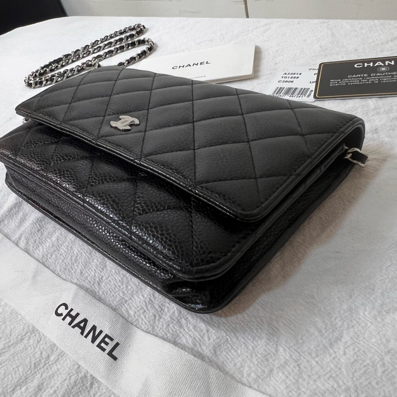 ෆ Chanel woc黑銀荔枝牛皮-4