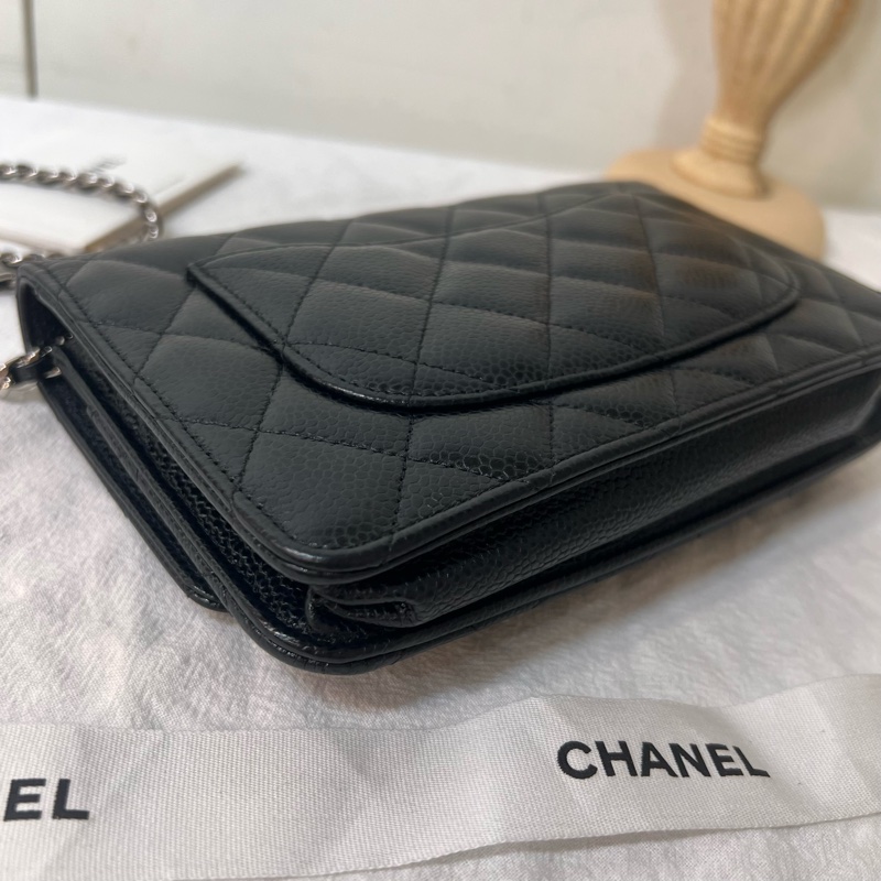 ෆ Chanel woc黑銀荔枝牛皮-5