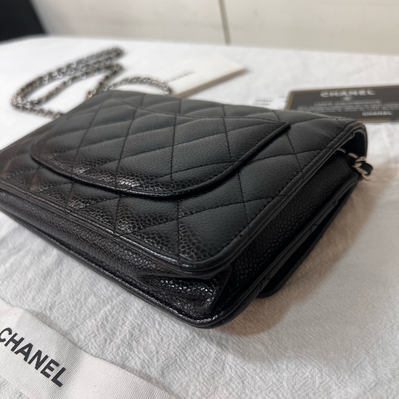 ෆ Chanel woc黑銀荔枝牛皮-6