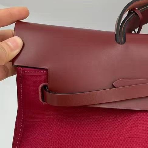 HERMES愛馬仕 Herbag39手提包單肩斜挎包， C刻  紅色， 附件子袋 ，尺寸39*32。-1