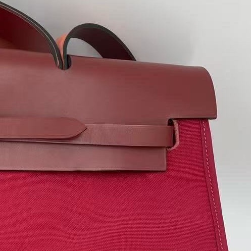 HERMES愛馬仕 Herbag39手提包單肩斜挎包， C刻  紅色， 附件子袋 ，尺寸39*32。-2