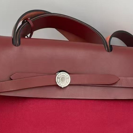HERMES愛馬仕 Herbag39手提包單肩斜挎包， C刻  紅色， 附件子袋 ，尺寸39*32。-3
