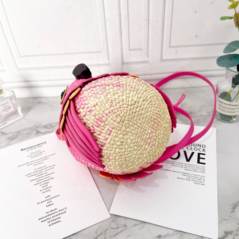 Loewe 藝術家聯名編織粉色  鸚鵡小鳥包 16×14×20cm  98新配件塵袋-4