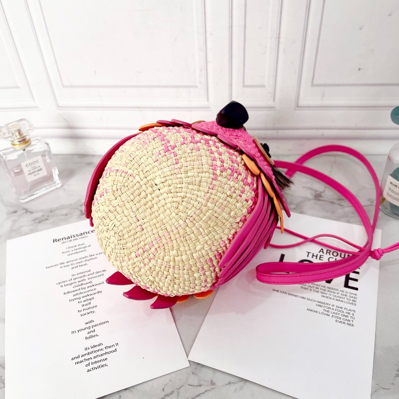 Loewe 藝術家聯名編織粉色  鸚鵡小鳥包 16×14×20cm  98新配件塵袋-5