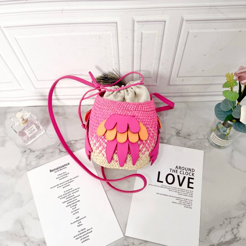 Loewe 藝術家聯名編織粉色  鸚鵡小鳥包 16×14×20cm  98新配件塵袋-7