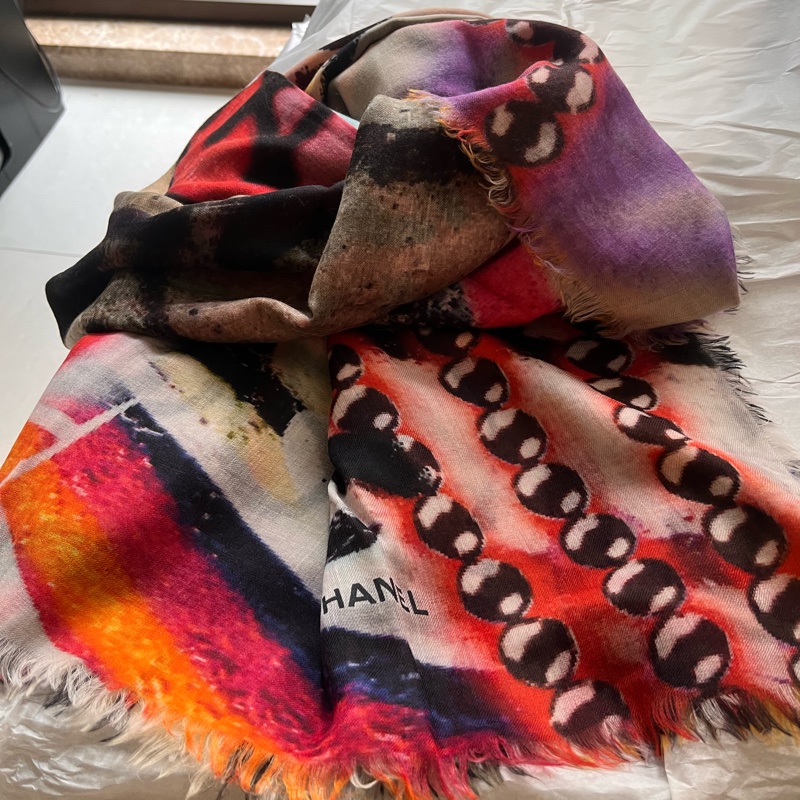 CHANEL 喀什米爾羊毛絲巾圍巾-2