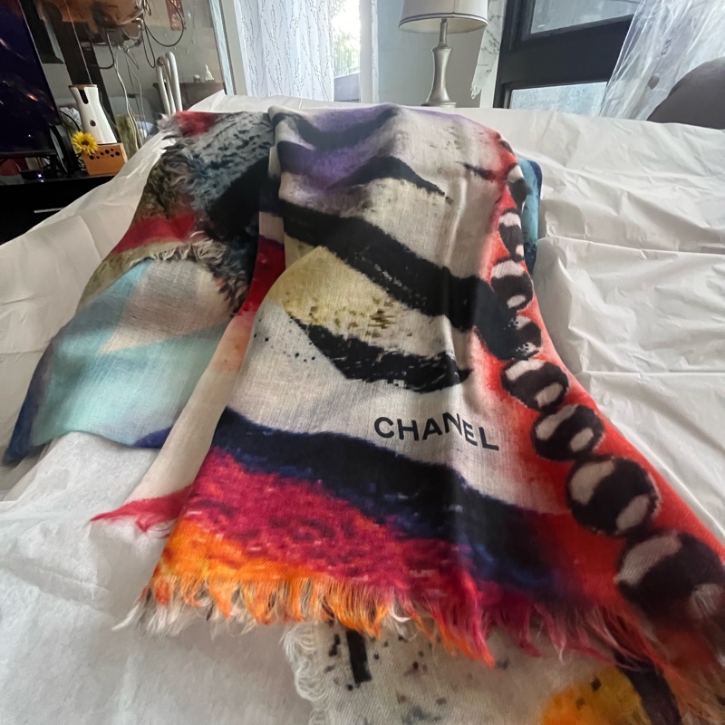CHANEL 喀什米爾羊毛絲巾圍巾-8