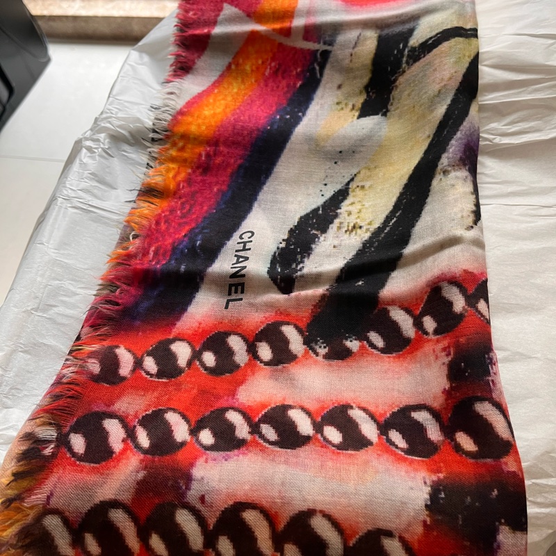 CHANEL 喀什米爾羊毛絲巾圍巾-9