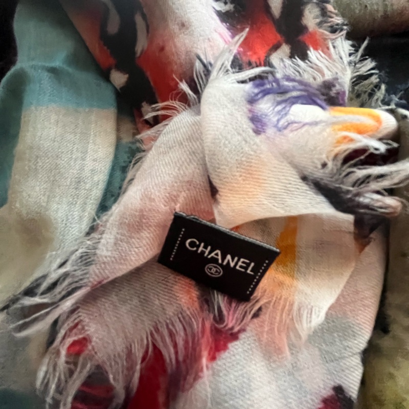 CHANEL 喀什米爾羊毛絲巾圍巾-14