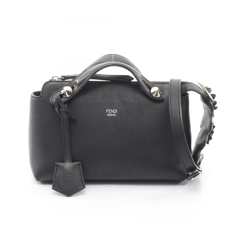 FENDI Mini by the way 2Way Shoulder Handbag 8BL135 皮革黑色二手女款-0