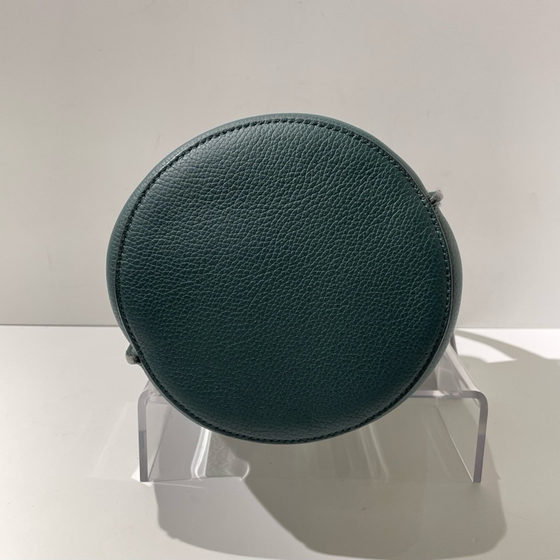 99新Celine賽琳BIG BAG 墨綠色銀扣水桶包 單肩斜挎手提包 16*21.5*16cm。-4