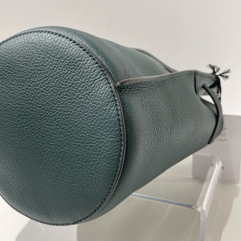 99新Celine賽琳BIG BAG 墨綠色銀扣水桶包 單肩斜挎手提包 16*21.5*16cm。-7