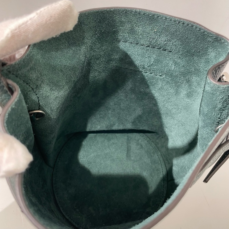 99新Celine賽琳BIG BAG 墨綠色銀扣水桶包 單肩斜挎手提包 16*21.5*16cm。-9