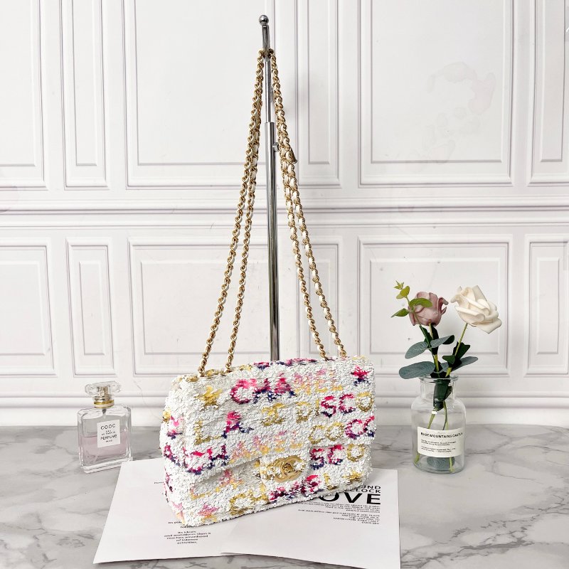 Chanel 24C coco彩虹字母亮片cf 走秀限量款小號肩背斜背包 芯片款21×8×14cm 99新配件盒子 塵袋-2