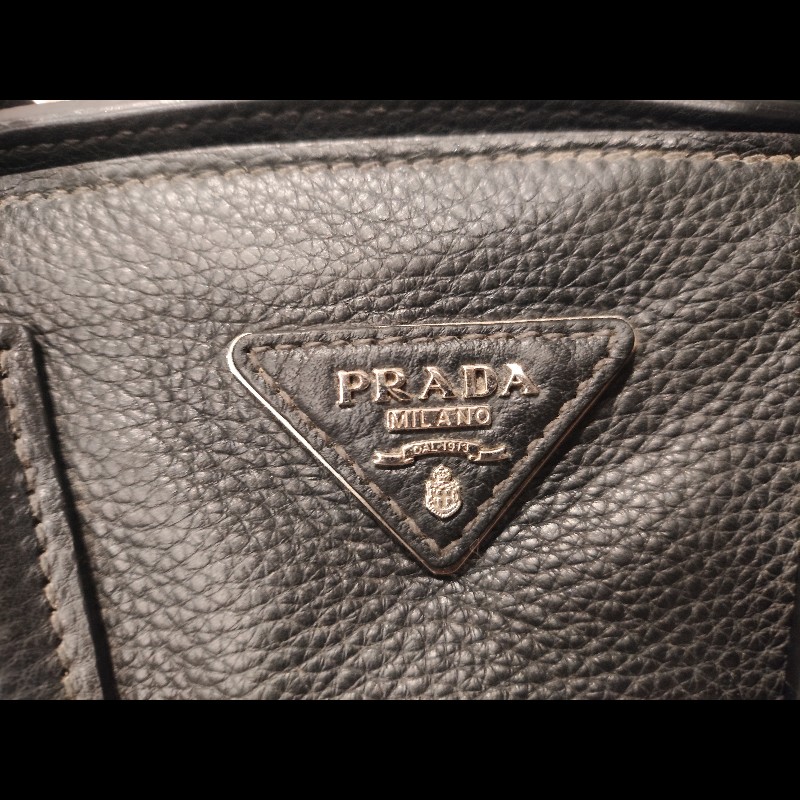 Prada 黑色荔枝紋真皮兩用托特包｜手提肩背皆可｜大容量通勤包-4